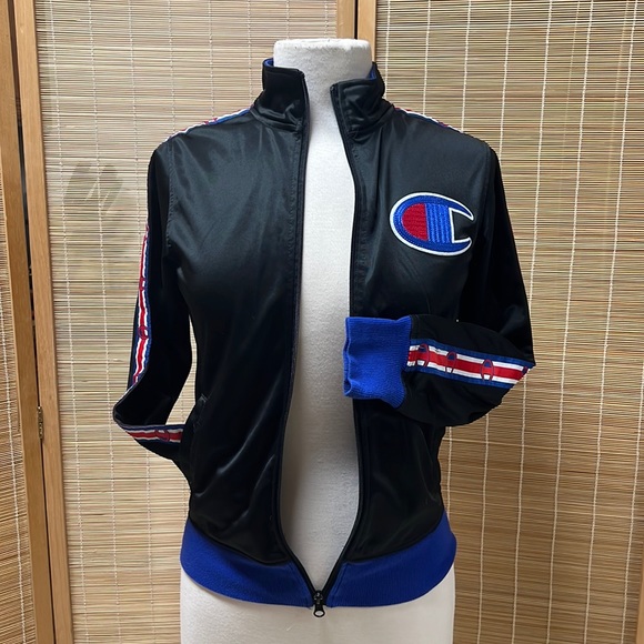Champion - Men's Track Jacket, Printed with Champion Script Gold Crest C Logo AOP